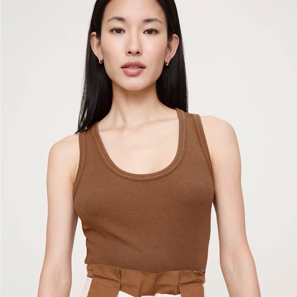 Brown Women's Ribbed Knit Tank Top